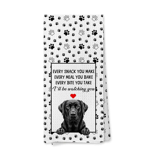 Funny Black Labrador Retriever Kitchen Towels, Black Lab Gifts, Gifts for Labrador Dog Lovers Dish Tea Towels for Kitchen Decor, Every Meal You Make Towel, 16x24 Inches