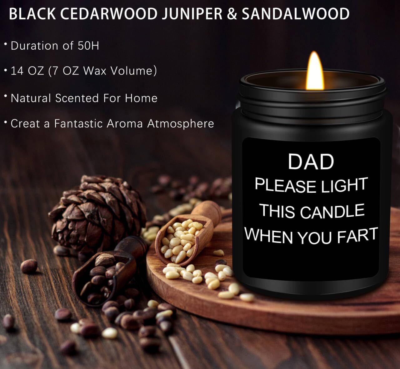 Homsolver Gift for Dad, Fathers Day Christmas Birthday Dad Gifts from Daughter Son - Sandalwood Scented Candle (7OZ)
