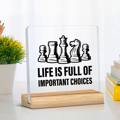 Zauly Acrylic Decorative Signage, 4x4 inches, Chess Lovers Gifts, Modern Design