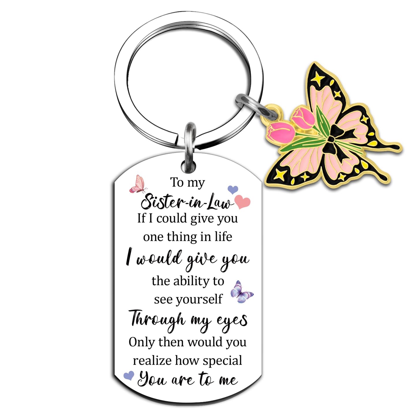 Sister In Law Gifts for Women Birthday Gifts for Sister In Law Mothers Day Women Unique Wedding Gift Sentimental Butterfly Keychain