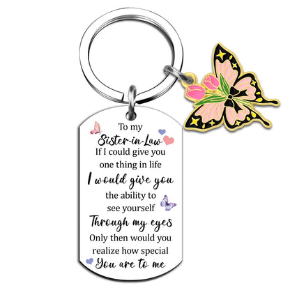 Sister In Law Gifts for Women Birthday Gifts for Sister In Law Mothers Day Women Unique Wedding Gift Sentimental Butterfly Keychain