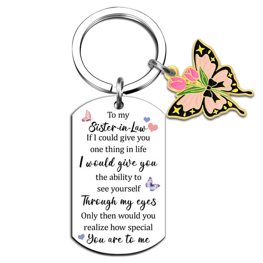 Sister In Law Gifts for Women Birthday Gifts for Sister In Law Mothers Day Women Unique Wedding Gift Sentimental Butterfly Keychain