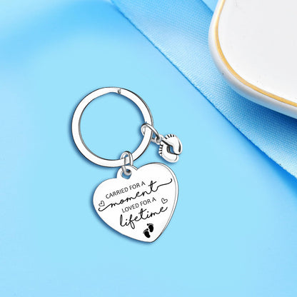 Ghloyza Miscarriage Memorial Keychains for Women Carried for A Moment, Loved for A Lifetime Miscarriage Gift for Mothers Infant Loss Keepsake, Silver