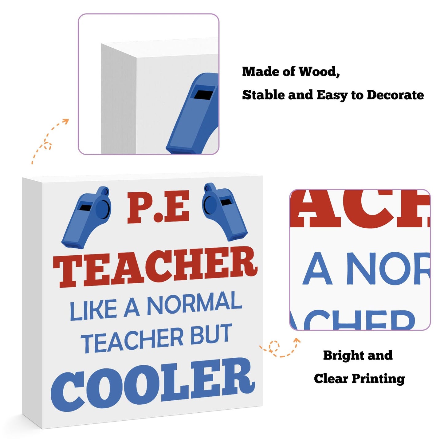 PE Teacher Appreciation Gifts for Women Men Christmas Birthday Thanksgiving Teachers' Day Retirement Back to School Graduation Physical Education Teacher Wooden Sign Desk Sign Decor
