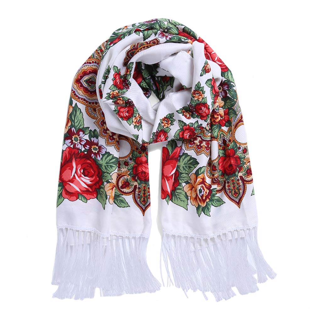 Gudessly Traditional Tassel Exotic Wrap Printed Scarf for Women Warm Soft Large Long Rectangular Fashion Scarves