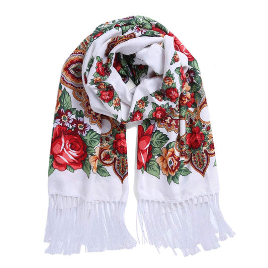 Gudessly Traditional Tassel Exotic Wrap Printed Scarf for Women Warm Soft Large Long Rectangular Fashion Scarves