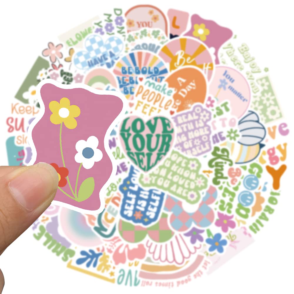 Cute Pink Inspirational Aesthetic Stickers for Women, 50PCS Motivational Vinyl Waterproof Stickers for Water Bottles Laptop Scrapbook, Encouragement Decals