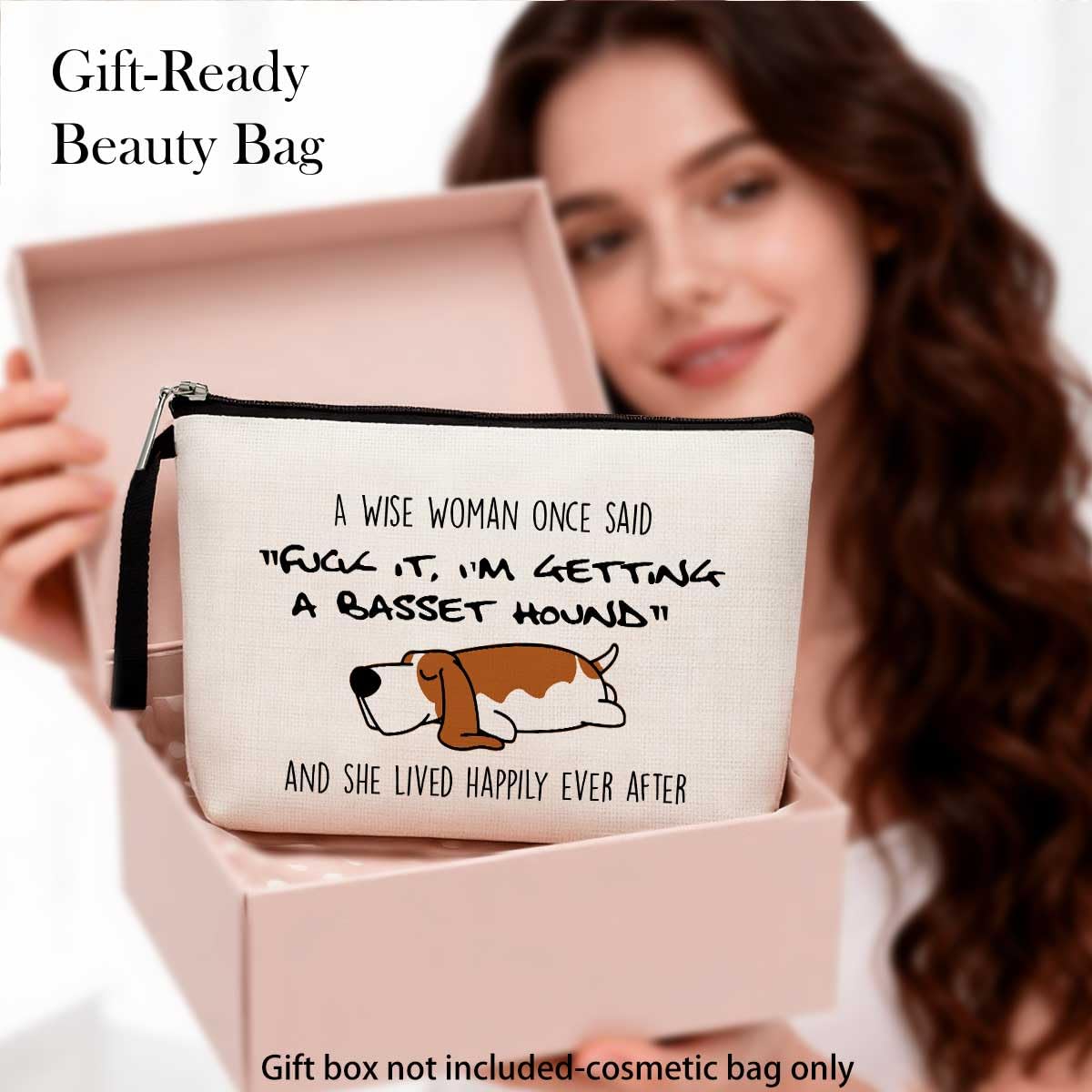 Hanamiya Na Basset Hound Gifts, Dog Gifts for Dog Lovers for Women, Funny Makeup Bag, Cosmetic Pouch, Travel Case Getting a Basset Hound