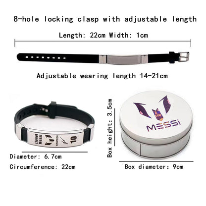 Lionel Messi signature wristbands Football bracelet, Waterproof sports rubber bracelets, Rubber wristbands, Messi Memorial Collection Gift Box