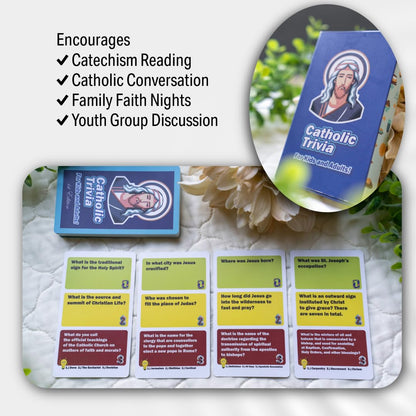 Catholic Gift for Kids & Teens – Family Faith Card Game | Catholic Trivia for Dinner Conversations, PSR Groups, Youth Groups, Religious Education