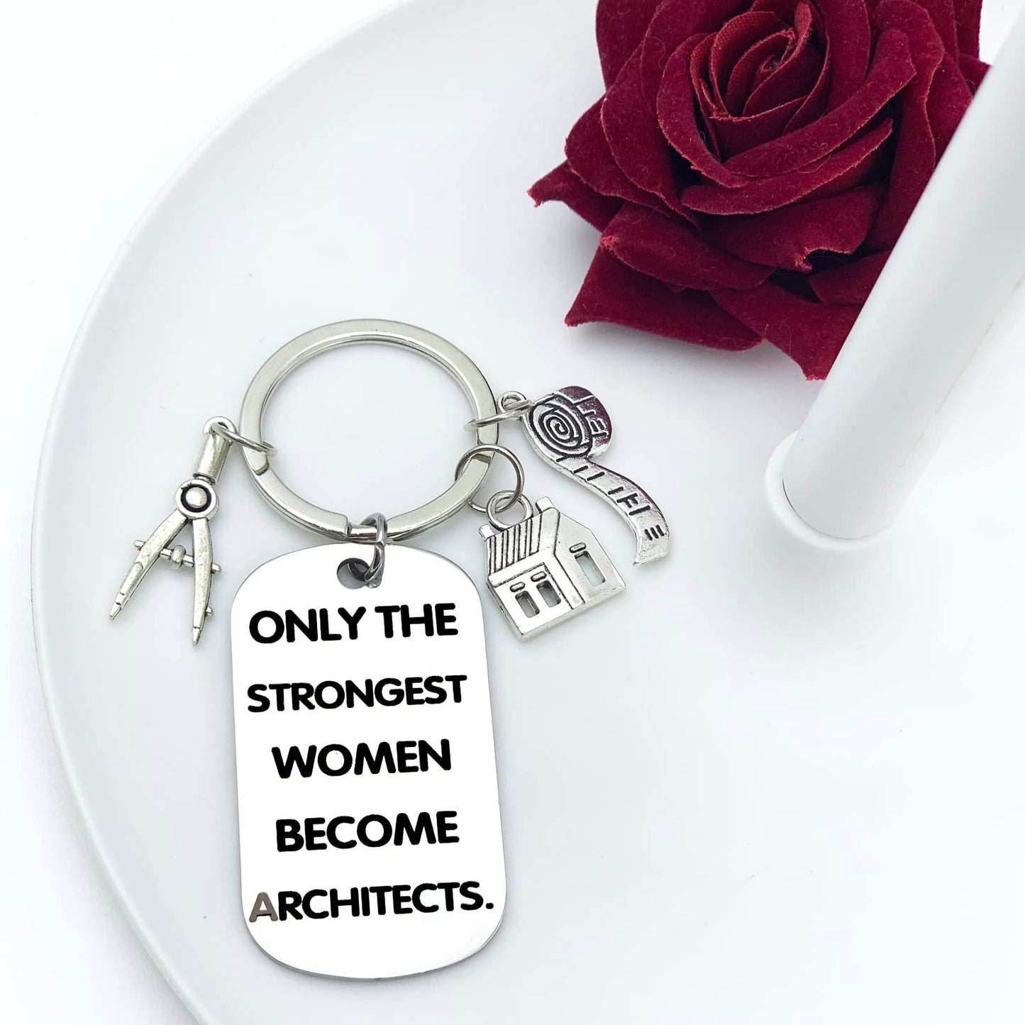 Architecture Gifts for Women: Thank You Keychains for Future Female Architect Students & Engineers - Inspirational Graduation & Retirement Key Ring Presents