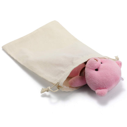 DRQ Cotton Drawstring Bags - EcoFriendly Muslin Gift & Party Favor Pouches (5 by 7 inch) - Unbleached Cotton Fabric Cloth Bags (50 Pieces)