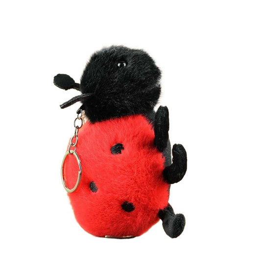 Cute Ladybug Insect Stuffed Animal Plush Keychain, Kawaii Bee Snail Moth Spider Keyring Bag Charms for Handbags