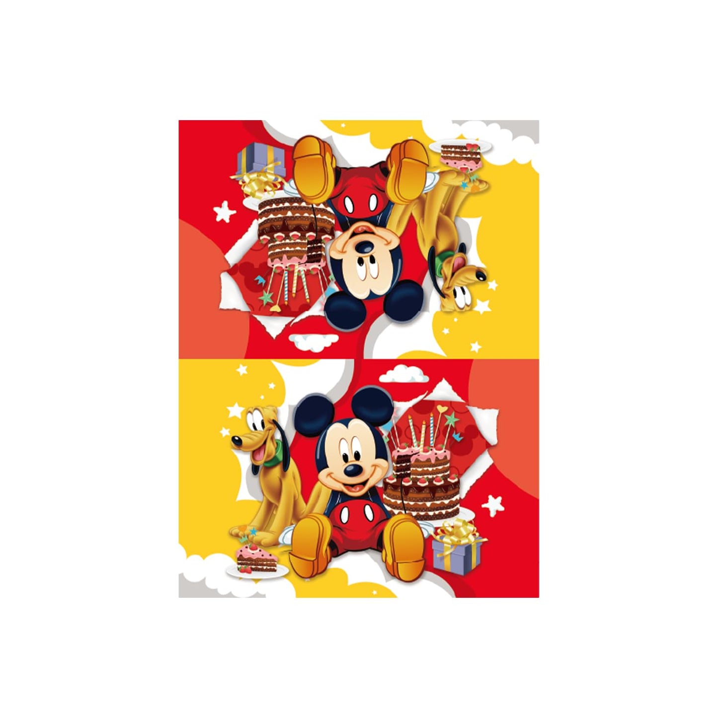 Zaprosze 4Pcs Mickey Birthday Gift Bag with Tissue Paper and Greeting Card Wrapping Paper Bags Large Themed Birthday Party Favor Bags for Girls Bday Baby Shower Mickey Party Supplies Decoration