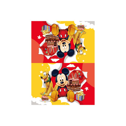 Zaprosze 4Pcs Mickey Birthday Gift Bag with Tissue Paper and Greeting Card Wrapping Paper Bags Large Themed Birthday Party Favor Bags for Girls Bday Baby Shower Mickey Party Supplies Decoration