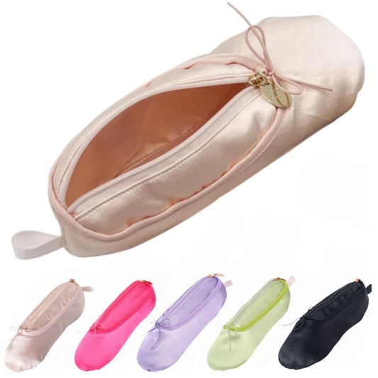Ballet Dance Shoe Makeup Bag For Little Girls, Ballerina Slipper Makeup Pouch Bag, Ballet Pointe Shoes Gifts (Pink)