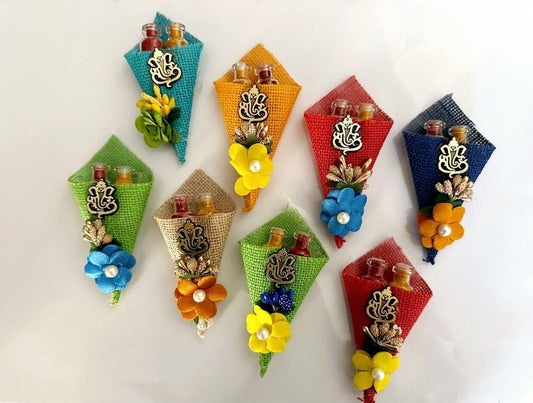 Haldi Kumkum| Return Gift| (Pack of 8) | Pooja Gift | Party Favor | Thamboolam| Turmeric| kumkum|Haldi| Haldi kumkum (Cone Style) |Assorted Colors