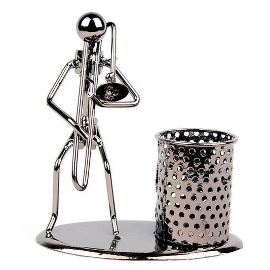 Winterworm Pen Container Holder Pencil Cup Iron Art Music Figure~Home Office Desk Decor Gift Perfect Father Gift (C79 Trombone)
