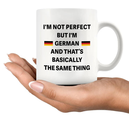 Panvola I'm Not Perfect But I'm German Funny German Gifts for Friends Coworkers Sarcastic Gifts Novelty Drinkware Ceramic Mug 11 oz White