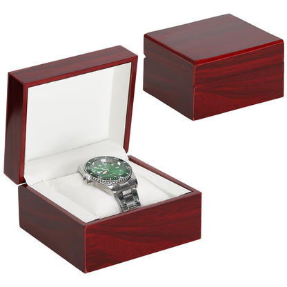 Wooden Single Watch Gift Box with Pillow, Wood Wristwatch Wrist Watch Case Storage Box for Christmas, Birthdays, Anniversary (Wood Color B)