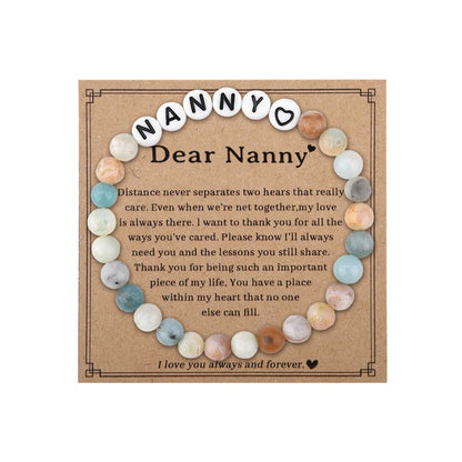 Sisadodo Grandma Christmas Birthday Gift for Nana Nanny Nan Mama Natural Stone Bracelet for Mimi Gigi Gift from Granddaughter Grandson