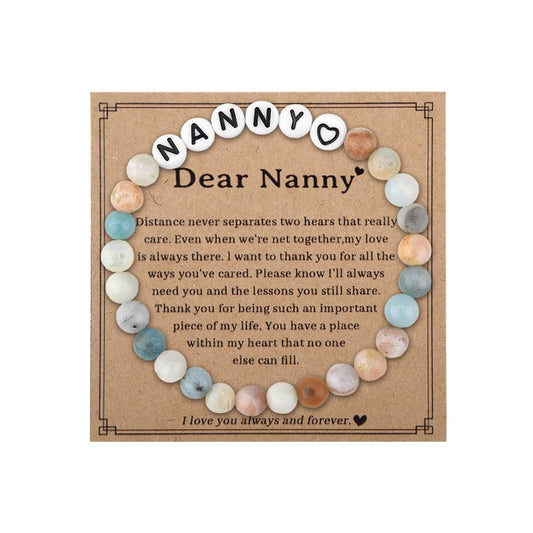 Sisadodo Grandma Christmas Birthday Gift for Nana Nanny Nan Mama Natural Stone Bracelet for Mimi Gigi Gift from Granddaughter Grandson