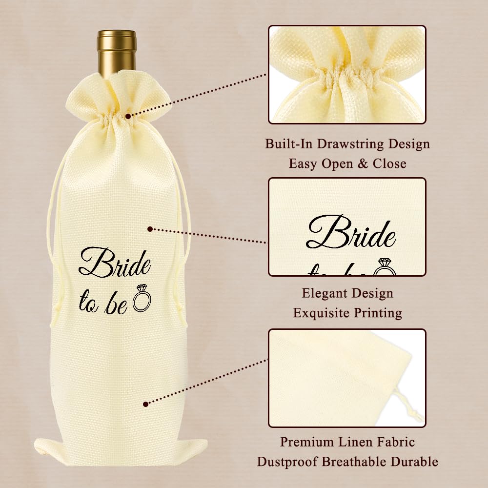 ZuEiiDop Bride to Be Wine Bag Bridal Party Supplies Bachelorette Party Decorations Bridal Shower Gifts for Bride to Be Drawstring Wine Gift Bags for Engagement Parties Gift for Her Women Friend