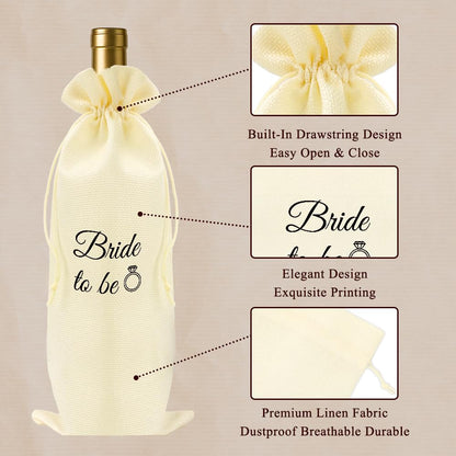 ZuEiiDop Bride to Be Wine Bag Bridal Party Supplies Bachelorette Party Decorations Bridal Shower Gifts for Bride to Be Drawstring Wine Gift Bags for Engagement Parties Gift for Her Women Friend