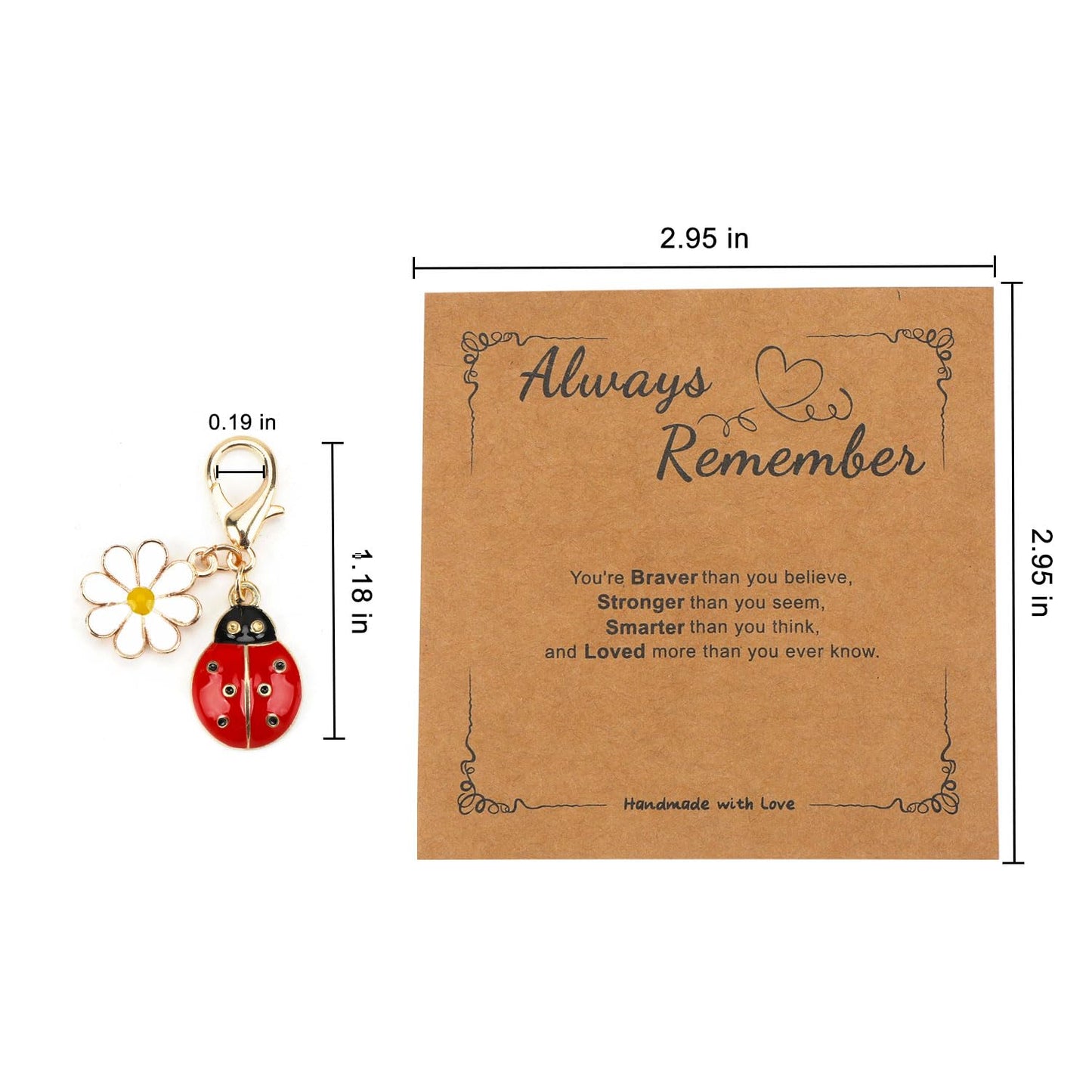 Butterfly Keychain with Positive Cards Ladybug Motivation Uplifting Keychains for Women Bee Keycharm Postive Gifts