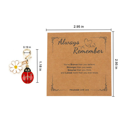 Butterfly Keychain with Positive Cards Ladybug Motivation Uplifting Keychains for Women Bee Keycharm Postive Gifts