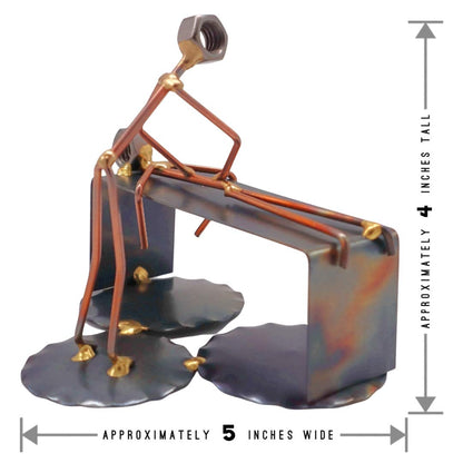 Massage Therapist - Handmade Metal Figurine - Hand Welded Metal Art and Recycled Metal Sculptures - Unique Desk Accessories, Medical Office Decor, & Massage Therapist Gifts