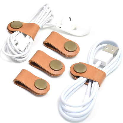CAILLU Cord Organizer,Cord Keeper,Cable Organizer USB Holder,Cable Straps,Earbud case,wrap Headphone,Headset Winder,Earphone Clips Ties,stocking stuffers for men Gifts Leather