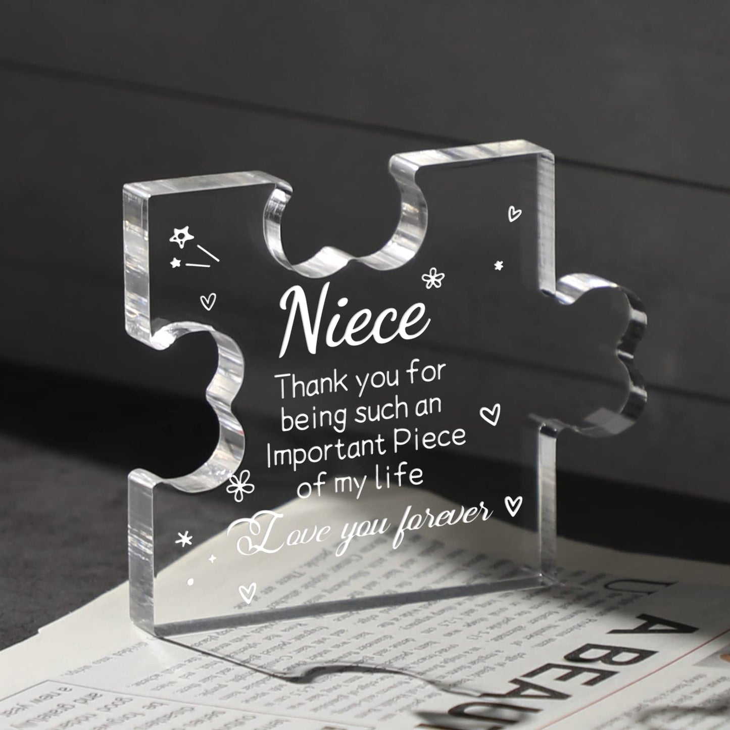 Funnli Niece Gifts from Auntie Acrylic Plaque - Mothers Day Graduation Christmas Anniversary Wedding Valentines Day Birthday Gifts for Niece 3.35 x 2.76 Inch Desk Decorations