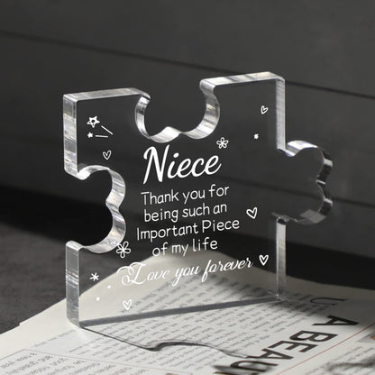 Funnli Niece Gifts from Auntie Acrylic Plaque - Mothers Day Graduation Christmas Anniversary Wedding Valentines Day Birthday Gifts for Niece 3.35 x 2.76 Inch Desk Decorations