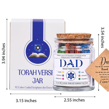 Torah Verses Jar for Dad – 92 Daily Scriptures for Reflection | Jewish Gift for Hanukkah, Birthday, Father’s Day, Rosh Hashanah | Spiritual Keepsake, Judaica Decor, Prayer Jar