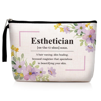 Funny Esthetician Definition Makeup Bag Appreciation Gifts Cosmetic Bag for Women Beautician Salon Stylist Coworker Zipper Pouch Bag Travel Bag for Retirement Birthday Christmas Thanksgiving