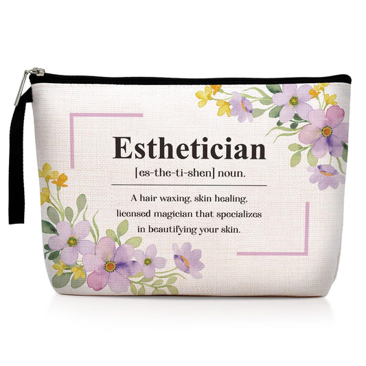 Funny Esthetician Definition Makeup Bag Appreciation Gifts Cosmetic Bag for Women Beautician Salon Stylist Coworker Zipper Pouch Bag Travel Bag for Retirement Birthday Christmas Thanksgiving