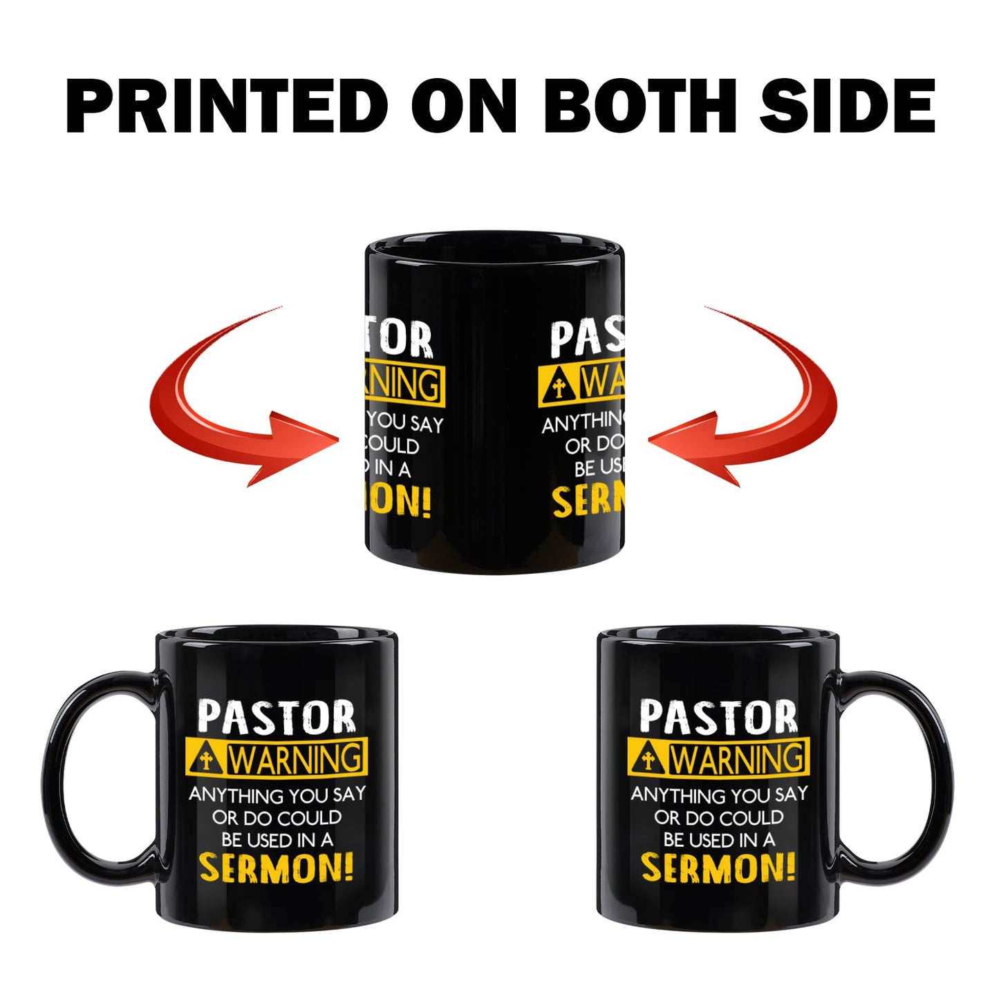 YHRJWN - Pastor Appreciation Mug, Religious Gifts for Men, Unique Christian Gifts for Birthday, Christmas - 11 Oz Black