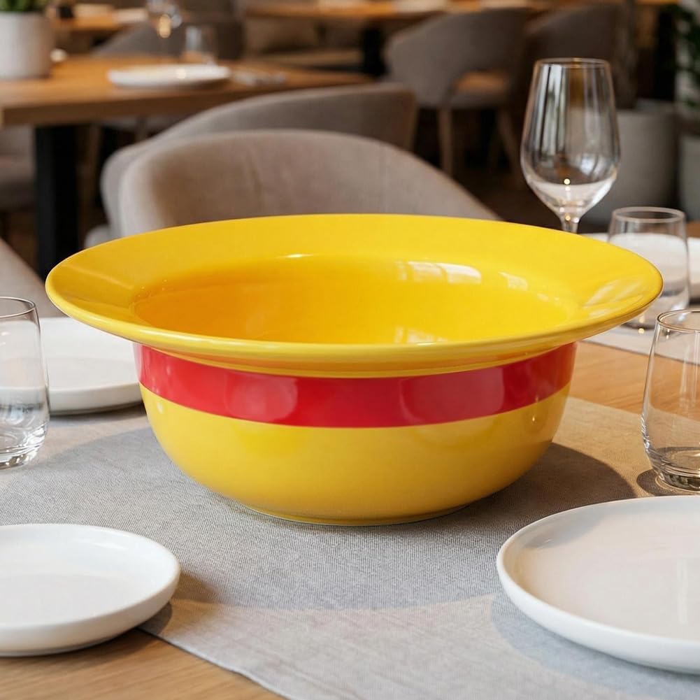 5-in-1 Gift Set - 7.5" Straw Hat Shaped Ceramic Bowl with Stainless Steel Utensils - Novelty Ramen Bowl for Noodles, Salad, Cereal - Unique Japanese Style Kitchen Decor Gift for Anime Lovers