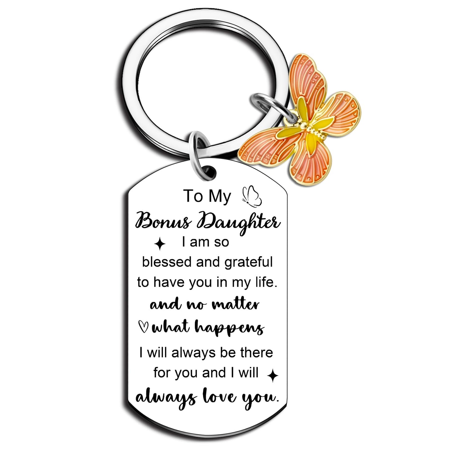 Bonus Daughter Gifts To My Bonus Daughter Keychain Unbiological Daughter Gift Stepdaughter Gifts from Stepmom On Birthday Graduation Wedding Christmas Gift Stocking Stuffers for Teen Girls