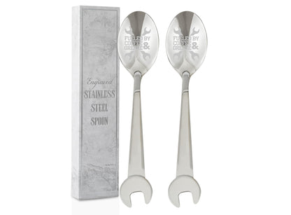 INNObeta Mechanic Gifts for Men, 2 Pcs Engraved Ice Cream Mechanic Spoons, Stainless Steel Coffee Spoon