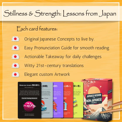 Japanese Wisdom Card Deck – 52 Mindfulness Cards with Humor | Ikigai, Zen & Philosophy for Daily Reflection, Gift for Colleagues & Friends