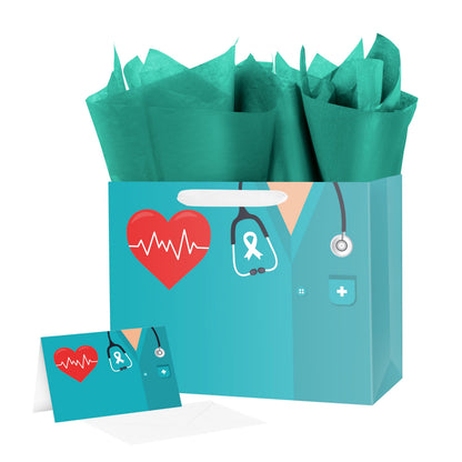 ysmile Nurse Graduation Gift Bag with Tissue Paper 12.6" Nursing Medical Grad Congrats Gifts