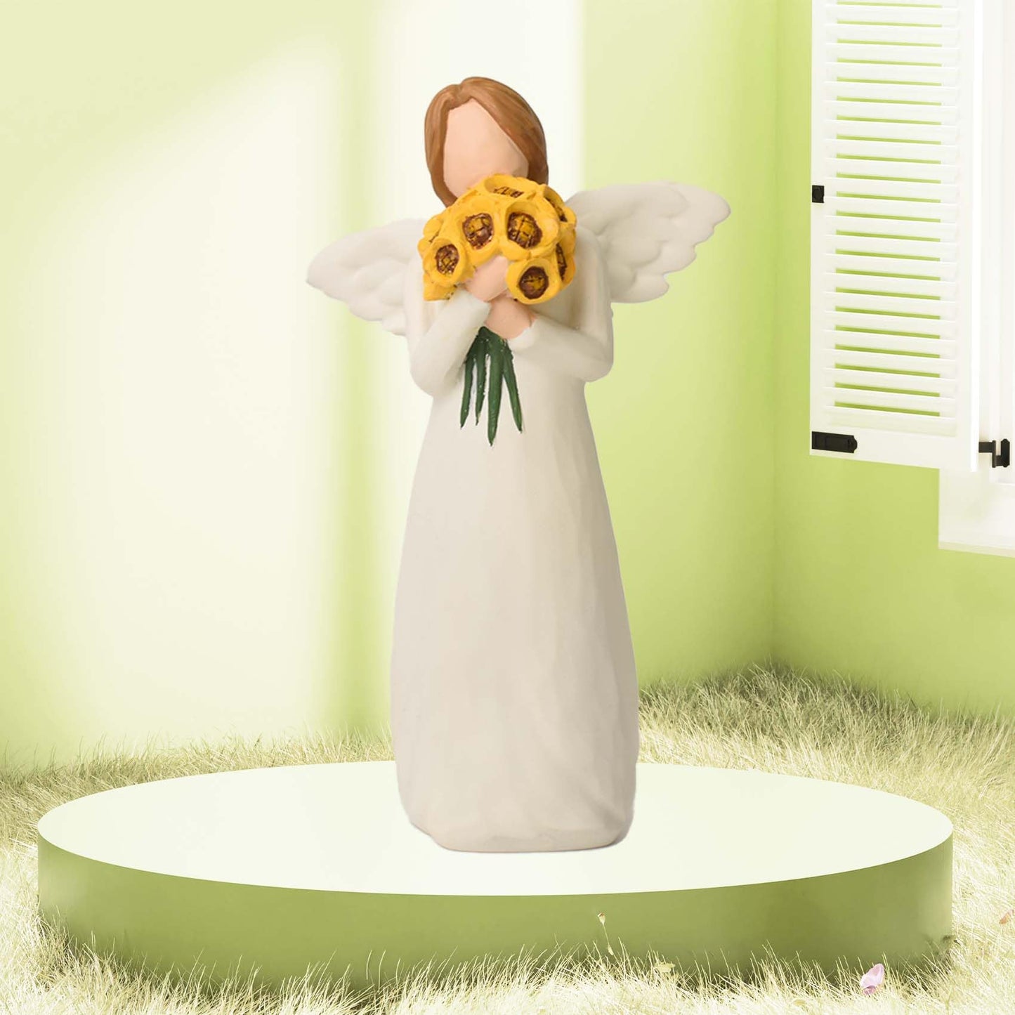 Sunflower Gifts for Women, Guardian Angel Statue, Angels Figurines, Woman Holding Sunflowers Figurines for Thanksgiving, Mother's Day or Birthday