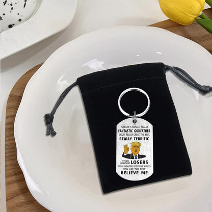 Mataly Godfather Gifts from Godchild - Godfather Proposal Gifts - Will You Be My Godfather Keychain, Fathers Day God Father Gift for Men