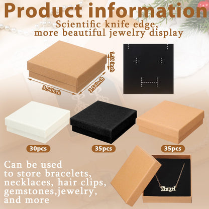 Tenceur 100 Pcs Jewelry Gift Boxes Bulk Kraft Jewelry Cardboard Box for Necklace Earring Bracelet Storage Package