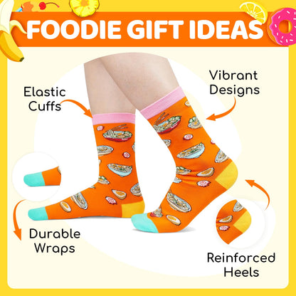 HAPPYPOP Food Socks for Women - Funny Popcorn Pizza Ramen Ice Cream Gifts for Teen Girls