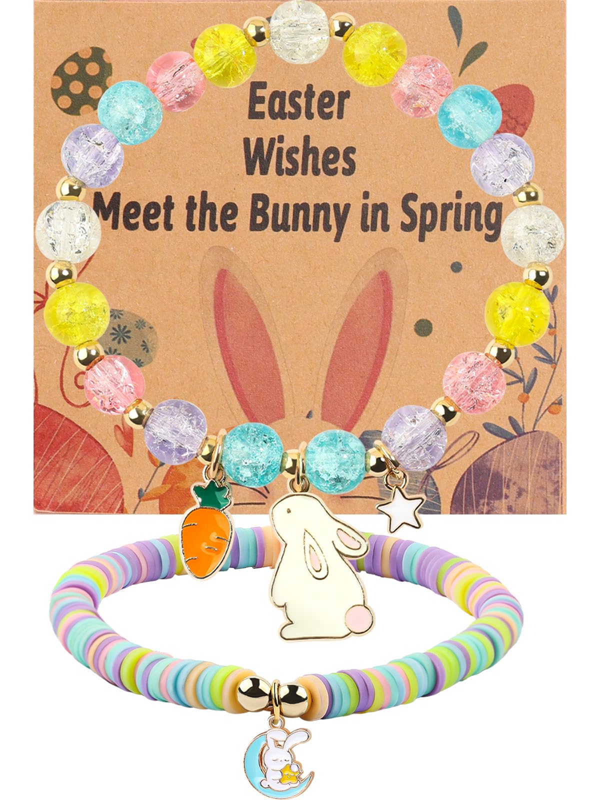 Easter Braclets Basket Bunny Gifts, First Communion Baptism Confirmation Christian Easter Gifts for Gir Daughter Granddaughter