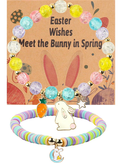 Easter Braclets Basket Bunny Gifts, First Communion Baptism Confirmation Christian Easter Gifts for Gir Daughter Granddaughter