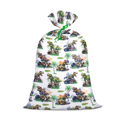 Loveinside Jumbo Large Plastic Gift Bag, Dinosaur with Tropical Monster Truck Design Design Plastic Bag with Tag and Tie for Boys' Birthday Party Gifts and Celebration - 56" x 36", 1 Pcs